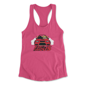 Fart And Furious Womens Racerback Tank in Hot Pink color